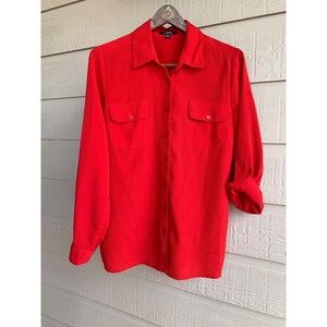 Elementz convertible long to 3/4 Sleeve button up shirt Red Women M